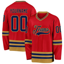 Laden Sie das Bild in den Galerie-Viewer, Custom Red Navy-Old Gold Hockey Jersey
