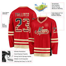 Laden Sie das Bild in den Galerie-Viewer, Custom Red Vintage USA Flag-Cream Hockey Jersey
