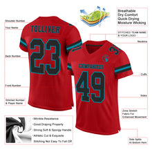 Charger l&#39;image dans la galerie, Custom Red Black-Teal Mesh Authentic Football Jersey
