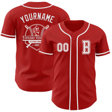 Load image into Gallery viewer, Custom Red White Authentic Baseball Jersey
