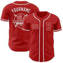 Load image into Gallery viewer, Custom Red White Authentic Baseball Jersey
