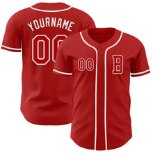 Load image into Gallery viewer, Custom Red White Authentic Baseball Jersey
