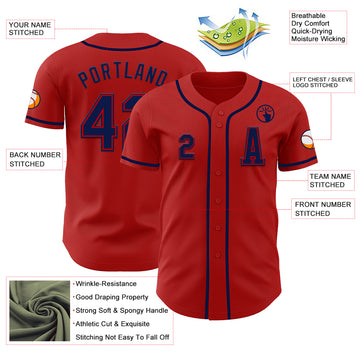 Custom Red Navy Authentic Baseball Jersey