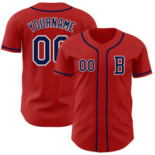 Load image into Gallery viewer, Custom Red Navy-White Authentic Baseball Jersey
