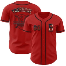 Charger l&#39;image dans la galerie, Custom Red Vintage USA Flag-Black Authentic Baseball Jersey
