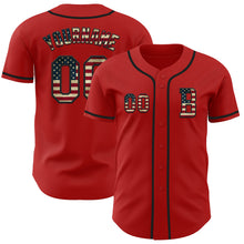 Charger l&#39;image dans la galerie, Custom Red Vintage USA Flag-Black Authentic Baseball Jersey
