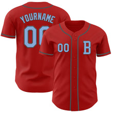 Загрузить изображение в средство просмотра галереи, Custom Red Light Blue-Steel Gray Authentic Baseball Jersey
