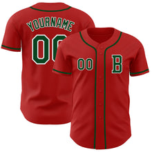 Load image into Gallery viewer, Custom Red Green-White Authentic Baseball Jersey
