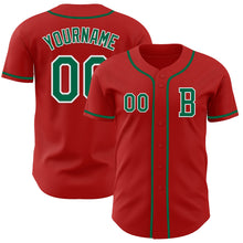 Загрузить изображение в средство просмотра галереи, Custom Red Kelly Green-White Authentic Baseball Jersey
