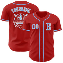 Загрузить изображение в средство просмотра галереи, Custom Red Light Blue-White Authentic Baseball Jersey
