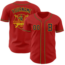 Load image into Gallery viewer, Custom Red Navy-Yellow Authentic Baseball Jersey
