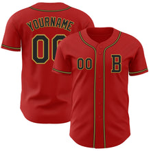 Загрузить изображение в средство просмотра галереи, Custom Red Black-Old Gold Authentic Baseball Jersey
