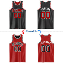 Load image into Gallery viewer, Custom Reversible Black Red-White Double Side Authentic Basketball Jersey
