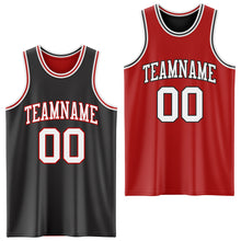 Load image into Gallery viewer, Custom Reversible Black White-Red Double Side Authentic Basketball Jersey
