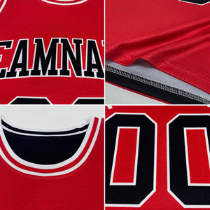 Custom Reversible Black Red Double Side Authentic Basketball Jersey