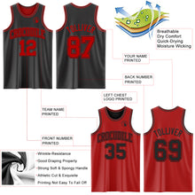 Load image into Gallery viewer, Custom Reversible Black Red Double Side Authentic Basketball Jersey
