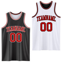 Load image into Gallery viewer, Custom Reversible Black Red-White Double Side Authentic Basketball Jersey
