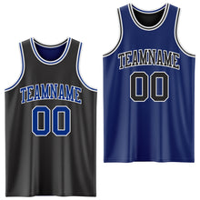 Load image into Gallery viewer, Custom Reversible Black Royal-White Double Side Authentic Basketball Jersey
