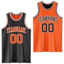 Load image into Gallery viewer, Custom Reversible Black Orange-White Double Side Authentic Basketball Jersey
