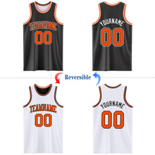 Load image into Gallery viewer, Custom Reversible Black Orange-White Double Side Authentic Basketball Jersey
