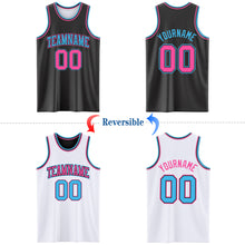 Laden Sie das Bild in den Galerie-Viewer, Custom Reversible Black Pink-Sky Blue Double Side Authentic Basketball Jersey
