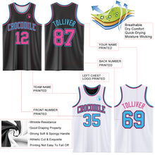 Laden Sie das Bild in den Galerie-Viewer, Custom Reversible Black Pink-Sky Blue Double Side Authentic Basketball Jersey
