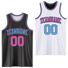 Laden Sie das Bild in den Galerie-Viewer, Custom Reversible Black Pink-Sky Blue Double Side Authentic Basketball Jersey
