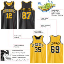 Load image into Gallery viewer, Custom Reversible Black Gold-White Double Side Authentic Basketball Jersey
