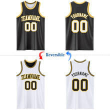 Load image into Gallery viewer, Custom Reversible Black White-Gold Double Side Authentic Basketball Jersey
