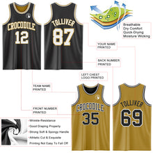 Load image into Gallery viewer, Custom Reversible Black White-Old Gold Double Side Authentic Basketball Jersey
