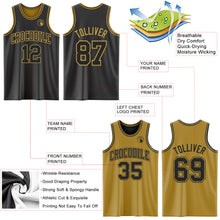 Load image into Gallery viewer, Custom Reversible Black Old Gold Double Side Authentic Basketball Jersey
