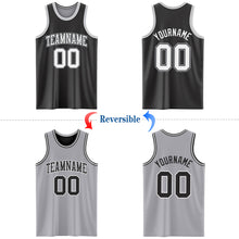 Laden Sie das Bild in den Galerie-Viewer, Custom Reversible Black White-Gray Double Side Authentic Basketball Jersey
