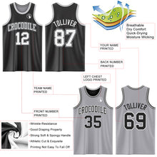 Laden Sie das Bild in den Galerie-Viewer, Custom Reversible Black White-Gray Double Side Authentic Basketball Jersey
