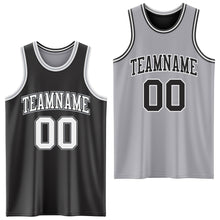 Laden Sie das Bild in den Galerie-Viewer, Custom Reversible Black White-Gray Double Side Authentic Basketball Jersey
