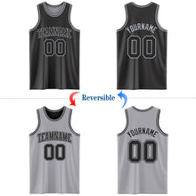 Load image into Gallery viewer, Custom Reversible Black Gray Double Side Authentic Basketball Jersey
