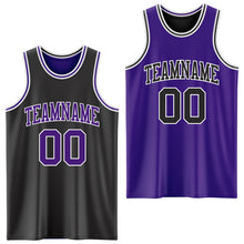 Load image into Gallery viewer, Custom Reversible Black Purple-White Double Side Authentic Basketball Jersey
