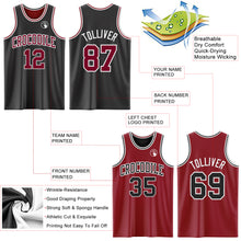 Load image into Gallery viewer, Custom Reversible Black Maroon-White Double Side Authentic Basketball Jersey
