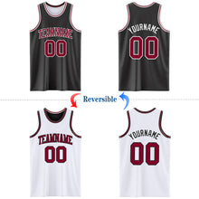 Load image into Gallery viewer, Custom Reversible Black Maroon-White Double Side Authentic Basketball Jersey
