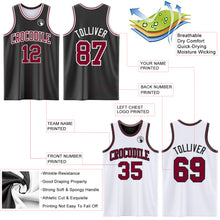 Load image into Gallery viewer, Custom Reversible Black Maroon-White Double Side Authentic Basketball Jersey
