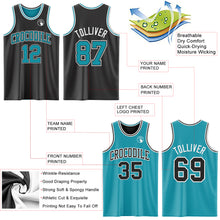 Load image into Gallery viewer, Custom Reversible Black Teal-White Double Side Authentic Basketball Jersey
