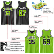 Load image into Gallery viewer, Custom Reversible Black Neon Green-White Double Side Authentic Basketball Jersey
