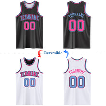 Load image into Gallery viewer, Custom Reversible Black Pink-Light Blue Double Side Authentic Basketball Jersey
