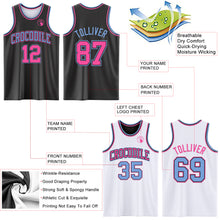 Load image into Gallery viewer, Custom Reversible Black Pink-Light Blue Double Side Authentic Basketball Jersey
