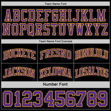 Load image into Gallery viewer, Custom Reversible Black Purple-Gold Double Side Authentic Basketball Jersey
