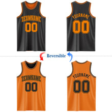 Load image into Gallery viewer, Custom Reversible Black Bay Orange Double Side Authentic Basketball Jersey
