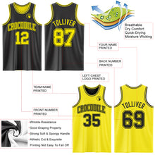 Load image into Gallery viewer, Custom Reversible Black Light Yellow Double Side Authentic Basketball Jersey
