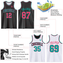 Load image into Gallery viewer, Custom Reversible Black Neon Pink-Aqua Double Side Authentic Basketball Jersey
