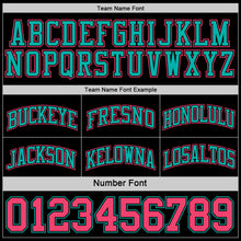 Load image into Gallery viewer, Custom Reversible Black Neon Pink-Aqua Double Side Authentic Basketball Jersey
