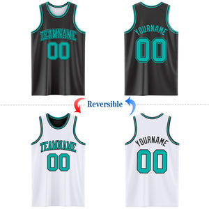 Custom Reversible Black Aqua Double Side Authentic Basketball Jersey