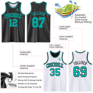 Custom Reversible Black Aqua Double Side Authentic Basketball Jersey